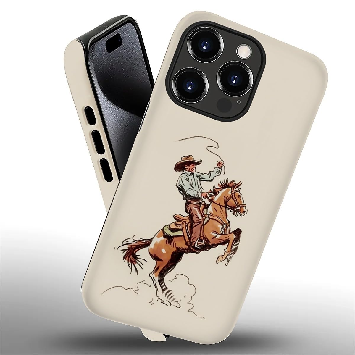 Smamz For Iphone 16 Pro Case, T2 Cowboy Horse A3 Shockproof Rugged Cover Dual Layer Soft Tpu Hard Pc Bumper Case Design For Ipho